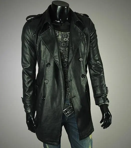 Free shipping2012 New Mens leather jacekt +Men's casual jacket slim fit with belt PU 1color 4sizes drop shipping MLJ5 | Мужская