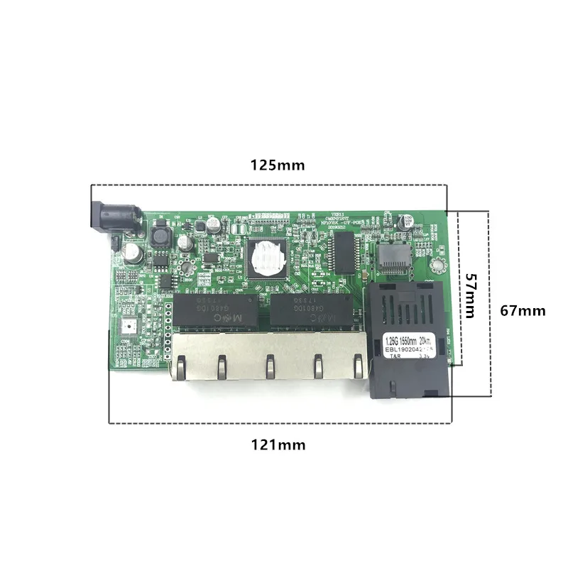 10/100/1000 M Gigabit Ethernet переключения оптического Media Converter одиночный режим 4 RJ45 UTP и 1 SFP волокна Нижняя плата печатной плате