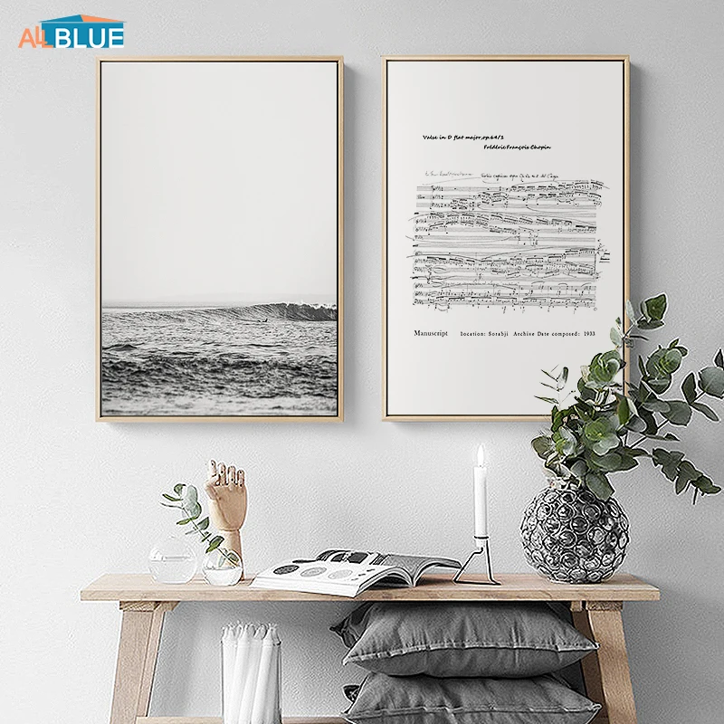 

Nordic Style Decoration Wall Art Poster and Prints Song Score Sea Landscape Wall Canvas Painting Decorative Picture Home Decor