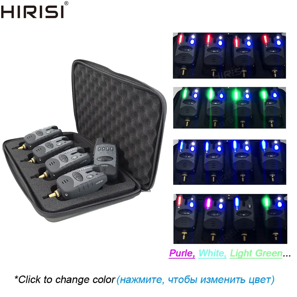

Wireless Fishing Bite Alarms with Receiver 8 LED Band Adjustable LED Light Color 1+4 Set B1212