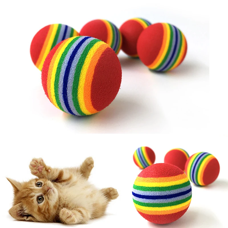 10 шт./лот, Радужный игрушечный мяч, маленькая собака, кошка, домашнее животное, Eva игрушки, мячи для игры в гольф для маленьких кошек