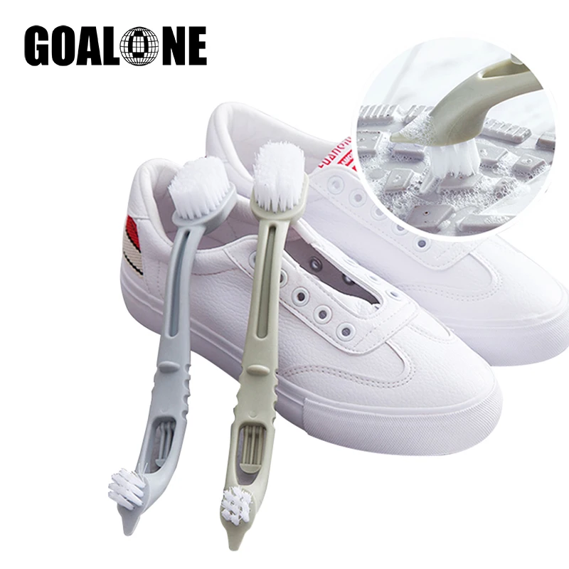 GOALONE Shoes Cleaning Brush 3 in 1 Multifunctional Double Head Tennis Sneaker Cleaner Brush Portable Long Handle Cleaning Brush