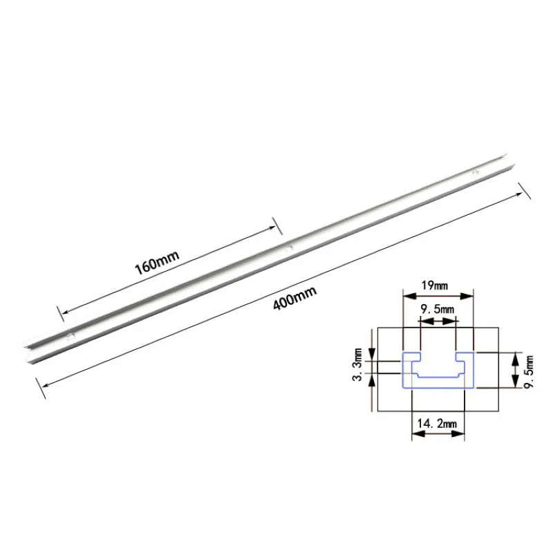 14,2 мм Т-образные треки Т-образные, торцовые треки, приспособление для деревообработки, прессовая доска, блок давления для сотрудничества, Т-образное устройство - Цвет: 400mm