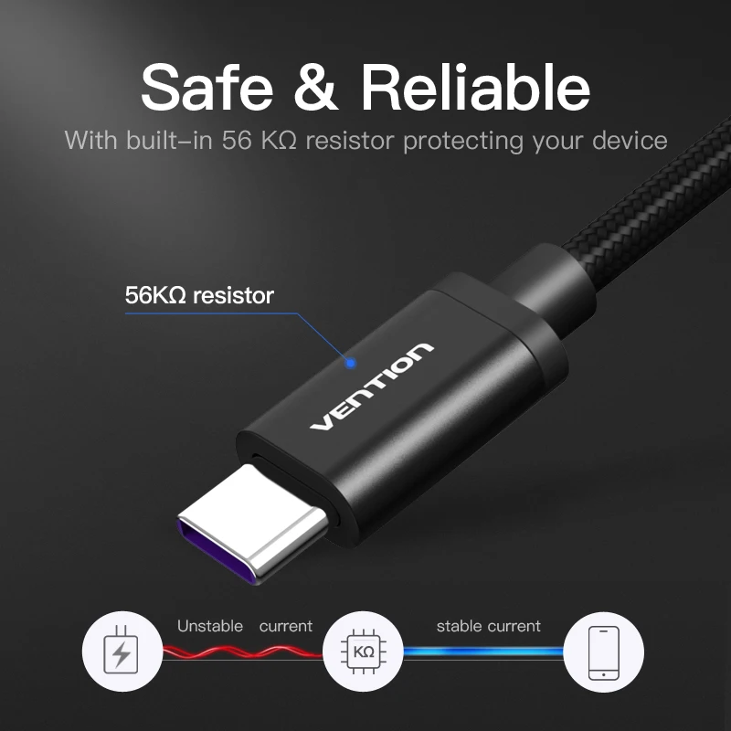 Vention 5A usb type C кабель для huawei P10 P20 Pro mate9 pro mate10 USB Быстрая зарядка 3 1 передачи данных
