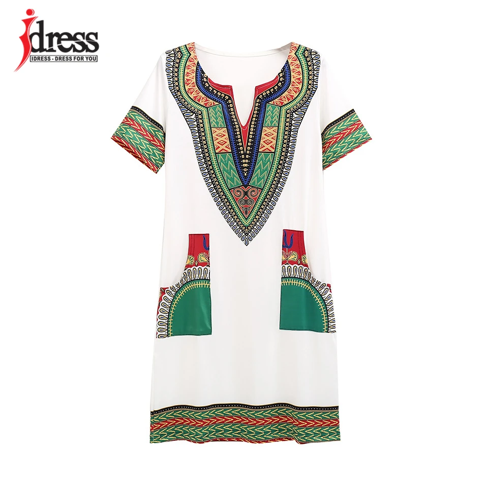 IDress S-XXXL Plus Size Sexy Casual Summer Dress Women Short Sleeve Party Dresses 2017 Black Vintage Traditional Printed Dresses (10)