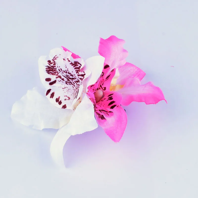 Заколки для волос с цветком орхидеи заколка для волос DIY головной убор аксессуары для волос для невесты Свадебные аксессуары для пляжа - Цвет: White and Pink
