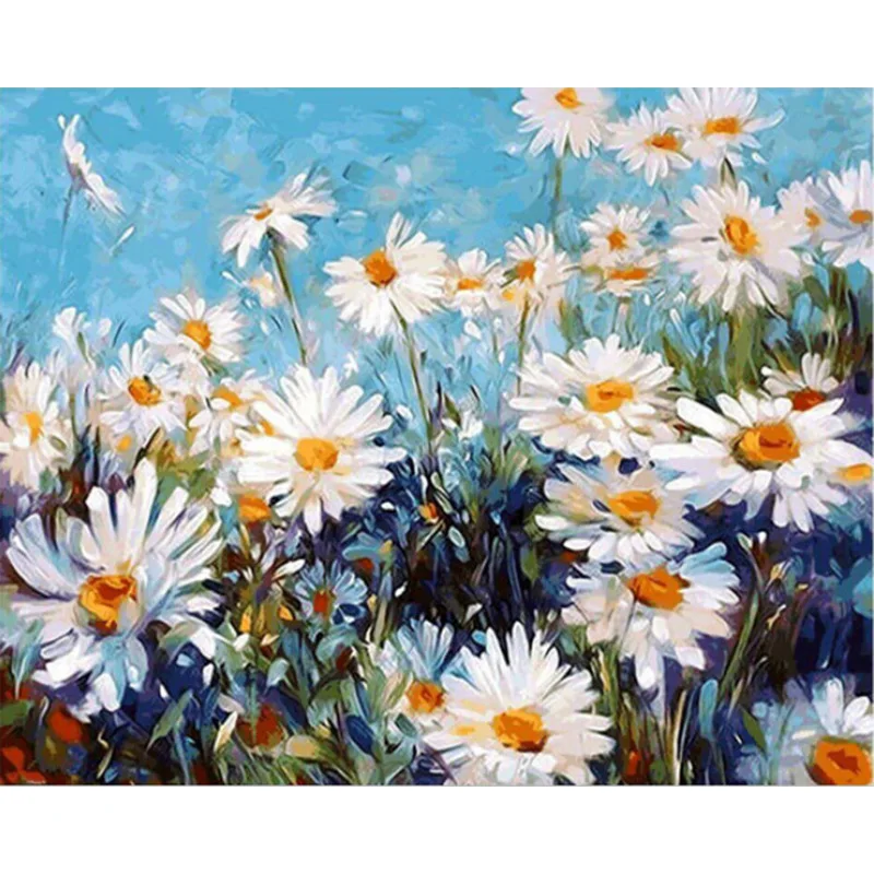 

Wild Flowers Diy Digital Oil Painting By Number Modular Canvas Picture For Living Room Craft Coloring By Number Drawing Flowers