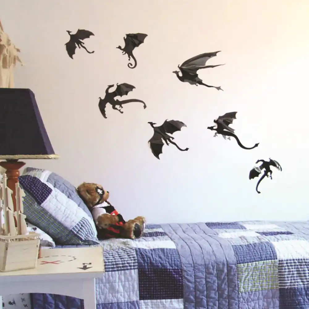 7pcs Lot Halloween Fantasy Decor Dinosaurs Boys Rooms Game Of Thrones 3d Dragons Wall Art Decals Wall Stickers Diy Decal Home Aliexpress