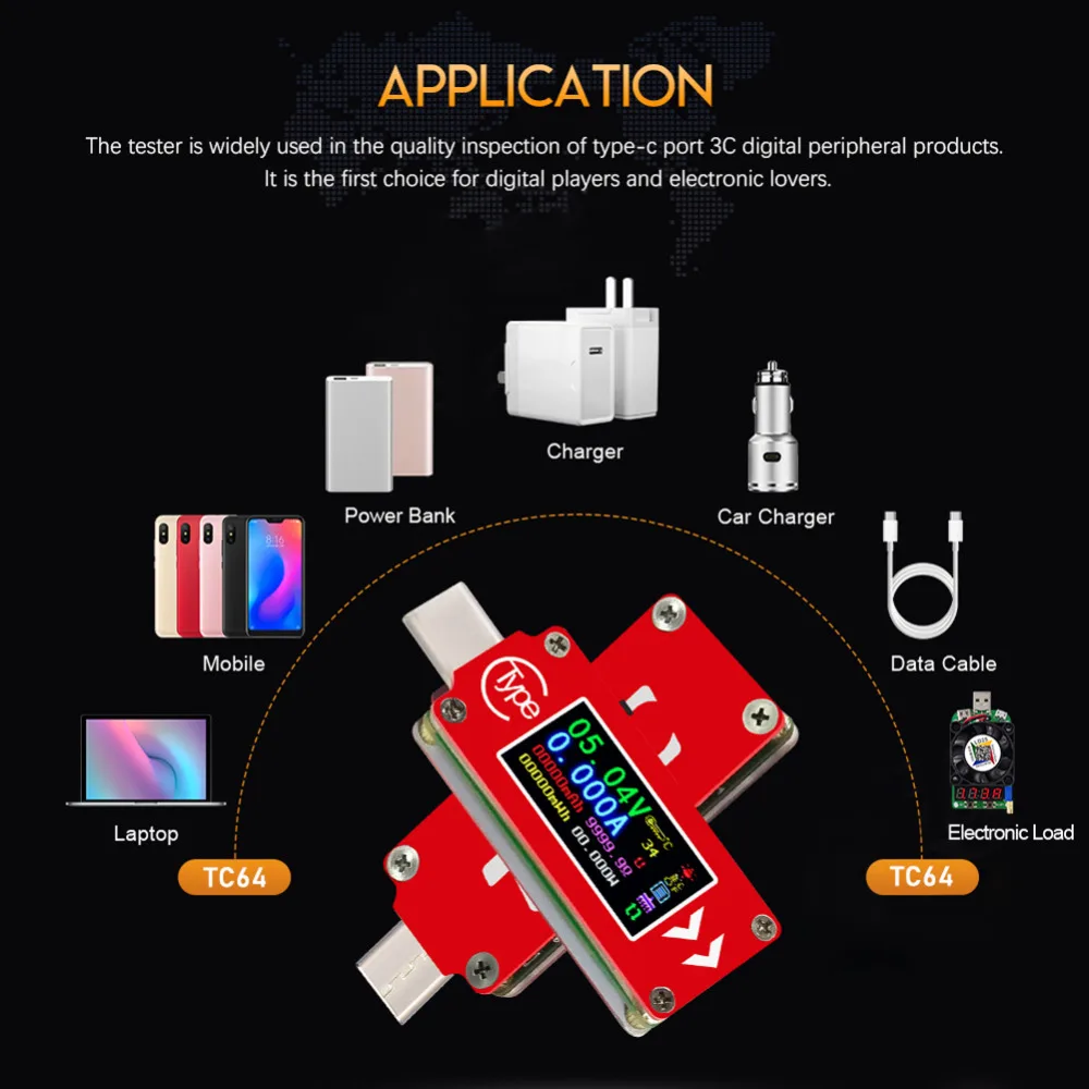 Type-C Color LCD USB Voltmeter Ammeter Voltage Current Meter Detector Multimeter Battery PD Charge Power Bank USB Tester