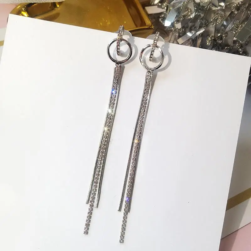 Горячая серьги Модные ювелирные изделия многослойные цепи кисточкой Длинные серьги геометрической формы Oorbellen Pendientes серьги для женщин Brincos - Окраска металла: Silver Plated