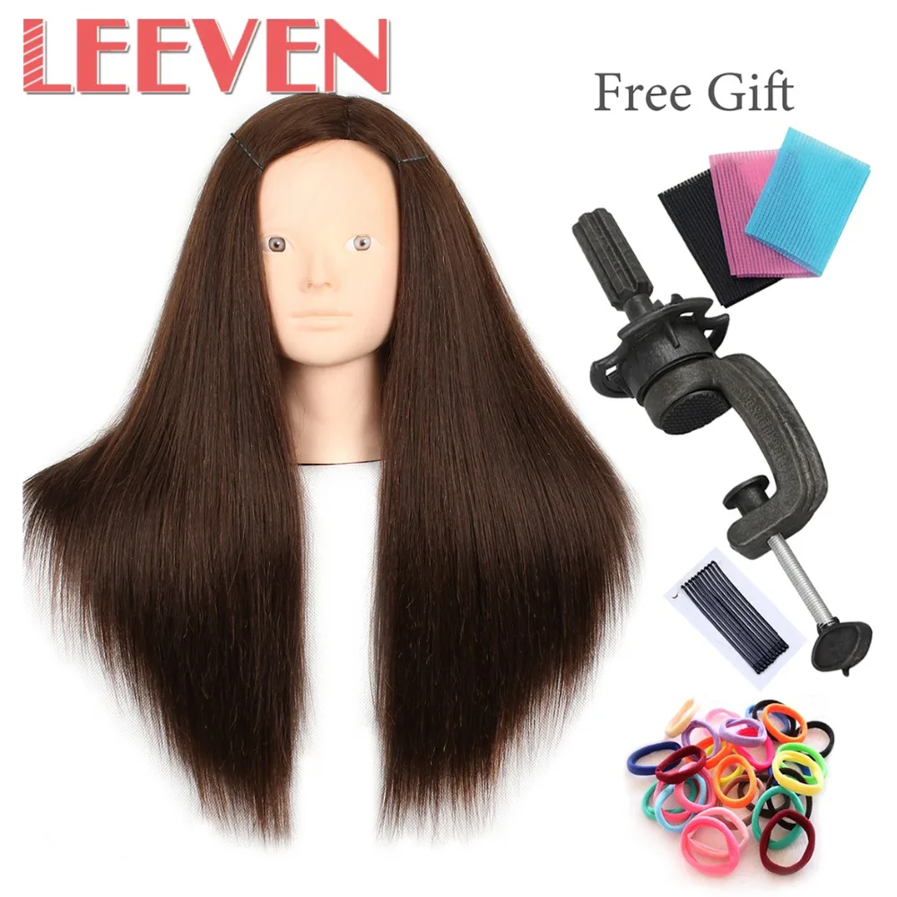 

TOP Quality 22"Training Mannequin Head for Hairdressers Three Color Heat Resistant Synthetic Fiber Hair For Women Professional