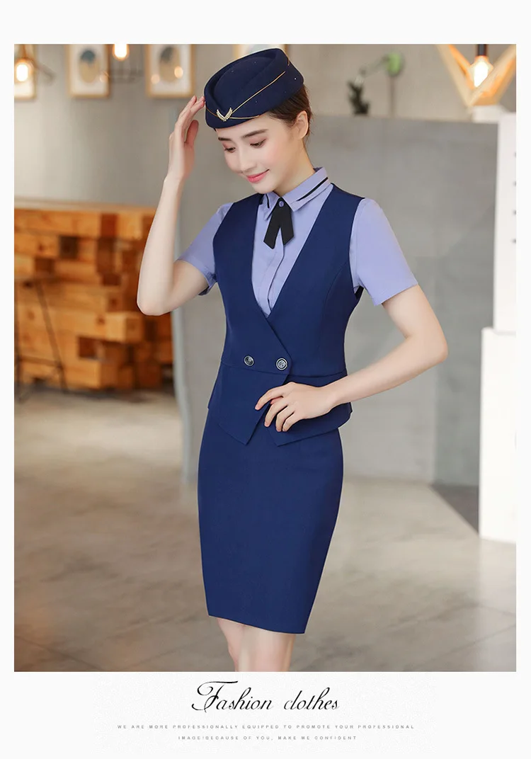 IZICFLY костюм с юбкой жилет формальный tailleur femme jupe et veste элегантный для женщин Униформа Бортпроводницы Рабочая одежда