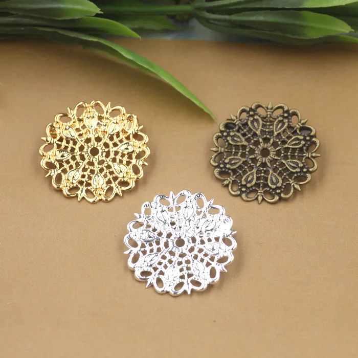 

Retro Brooch Bases Pin Back 25mm Filigree Circle Flower Brooches Pins Settings Blanks Findings DIY Jewelry Making Multi-color