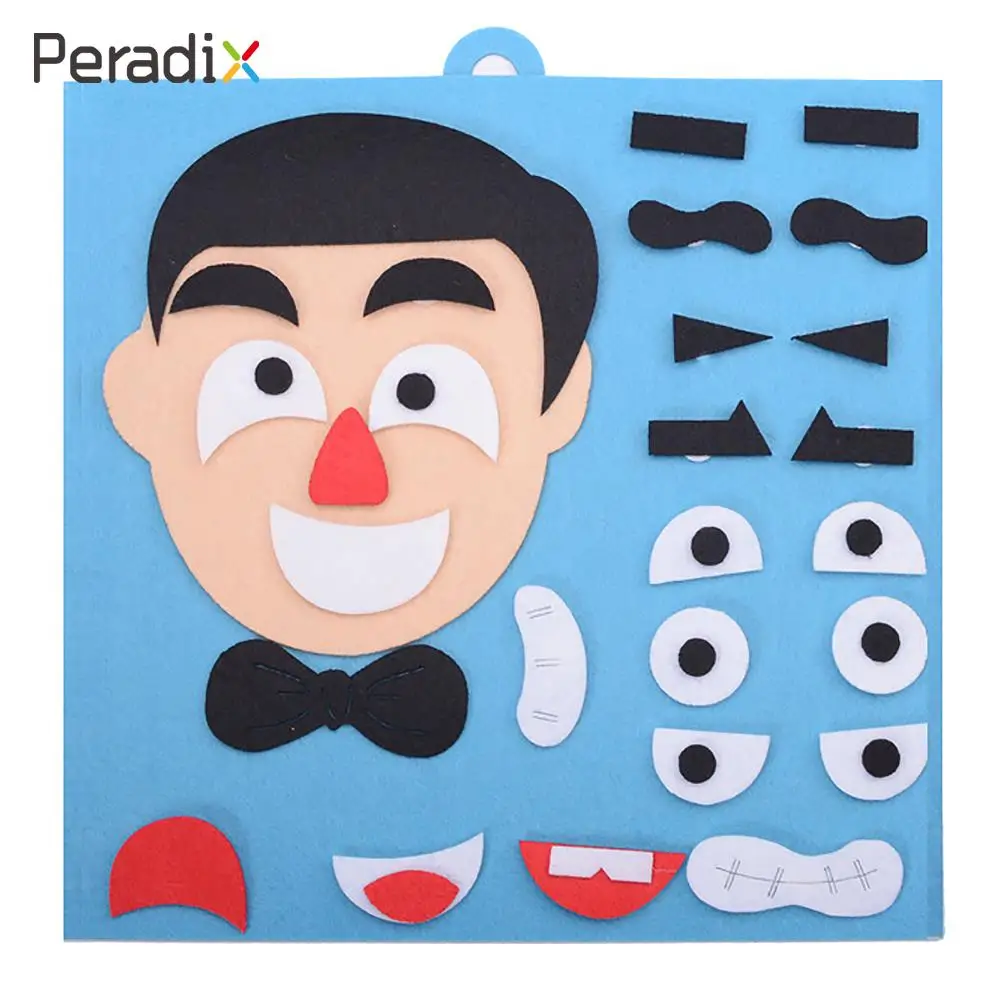 

DIY Felt Puzzle Toys Cloth Puzzle Colourful Gifts Expression Felt Puzzle Interesting Combine Face
