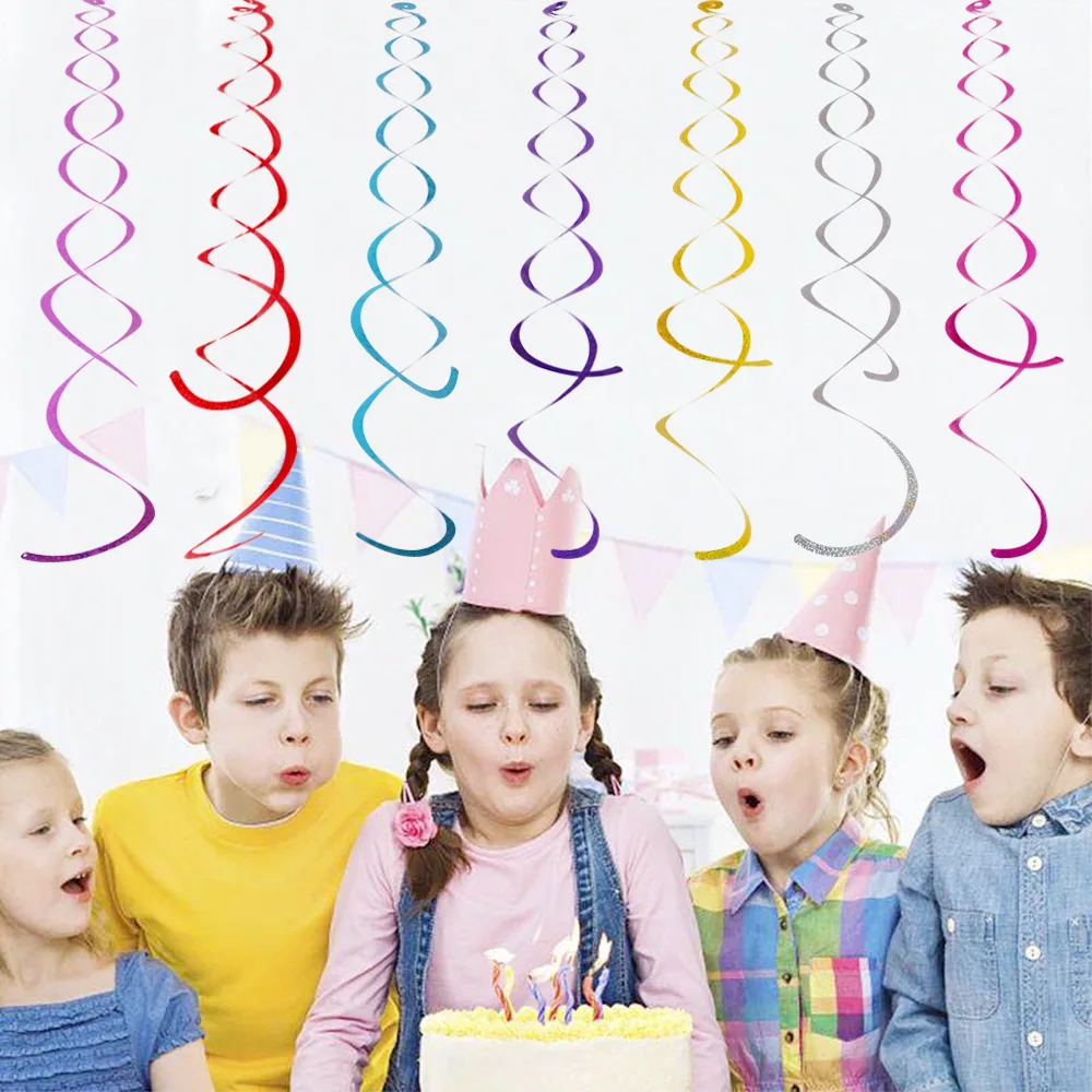 6pcs/pack New Party Decoration Wedding Party Ceiling Decoration Laser PET Double Hanging Swirls Mermaid Party Baby Shower Decor