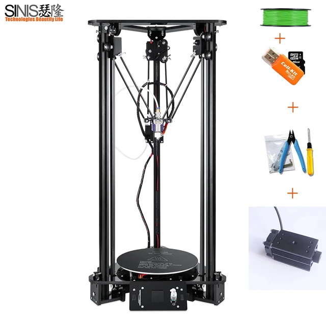 Best Price Sinis Delta 3D Printer Pully Version Automatic Platform Plus Large Printing Size FDM Desktop Diy 3d Printer Kit With Laser
