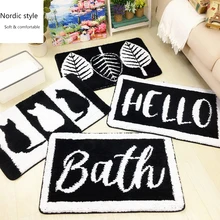 Лохматый мягкий уютный пушистый абсорбирующий ковер для ванной комнаты супер черный белый мультфильм кошка коврик для ванной моющийся утолщение Нескользящие коврики
