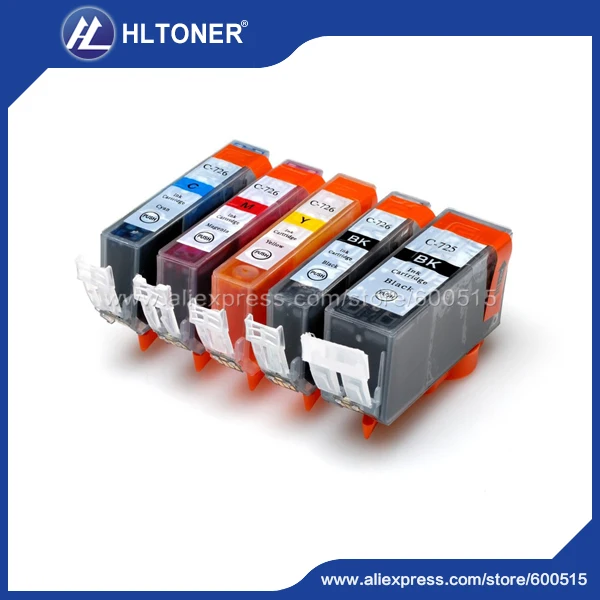 

5pcs Compatible ink cartridge Canon PGI-725 CLI-726 for IP4870 IP4970 IX6560 MG5170 MG5270 MG5370 MG6170 MG6270 MG8170 MG8270