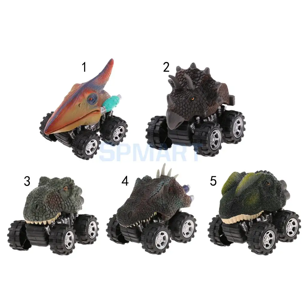5 Patterns Vivid Animal Dinosaurs Figures Model Pull Back Cars Vehicle Jurassic Toys Kids Children Baby Cool Play Gift