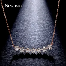 NEWBARK Flowers Charm Necklaces Women Pendants Rose And White Gold Plated With AAA CZ Necklace Jewelry Birthday Gifts For Ladies