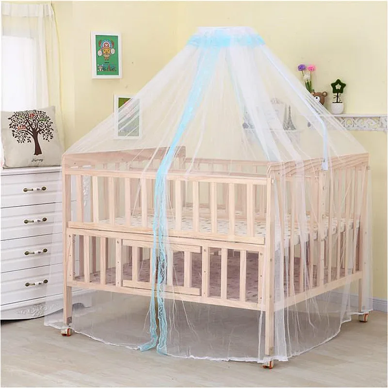 

High Quality Pine Twins Newborn Bed Multi-function Baby Cot Unpainted Baby Cradle Crib Children Bed Combined with Adult Bed Desk
