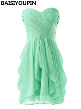 

Short Prom Dresses 2020 Vestido Para Formatura Cheap A Line Green Chiffon Cocktail Party Dresses