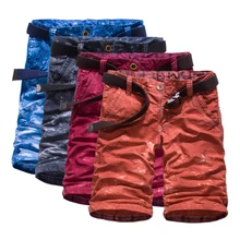 Новые летние брюки-карго мешковатые Шорты комбинезоны Мульти-Цвет Карманы армия красочный камуфляж промывают Мужская 4 цвета