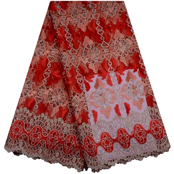 

New Design Factory Price Embroidered Nigerian Tulle French Lace Material Fashion African French Lace Fabric With Rhinestones 880