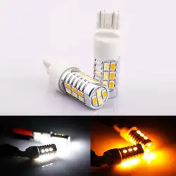 2x T20 7443 7444na, 7443st, 7443ll супер яркий 22 5630smd двойной Цвет горки светодиодный белый + янтарный DRL сигнальные огни