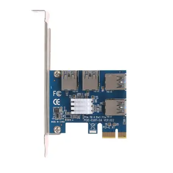 

PCIe 1 to 4 PCI Express 16X Slot External Riser Card PCI-E 1X to 4 Port Multiplier Card Adapter Board for BTC Mining
