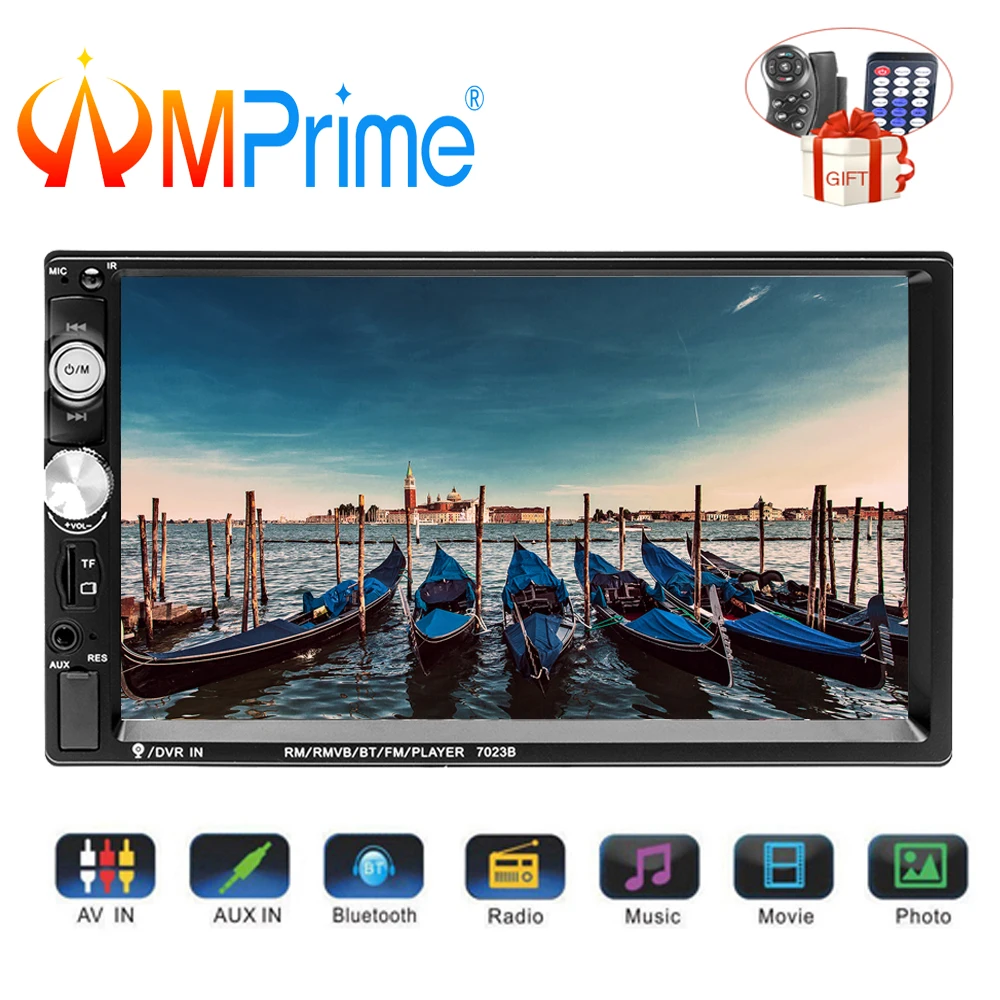 

AMPrime 2 Din Car Radio 7" HD Autoradio Bluetooth USB FM Car Multimedia Player Support Camera Remote Control Audio Stereo 7023B
