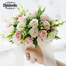 Kyunovia невесты цветы розовый свадебный букет из искусственных цветов buque casamento свадебные искусственные цветы украшения FE94