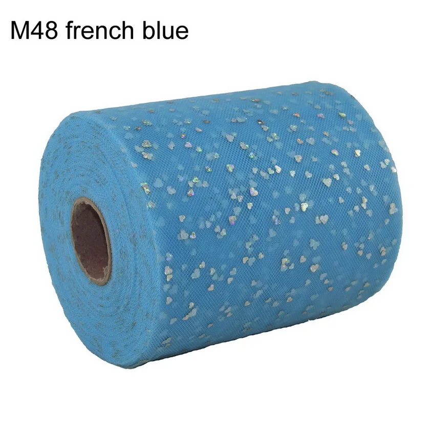 6 дюймов 100 ярдов блестящая юбка-пачка из тюля с сердечками и блестками - Цвет: french blue