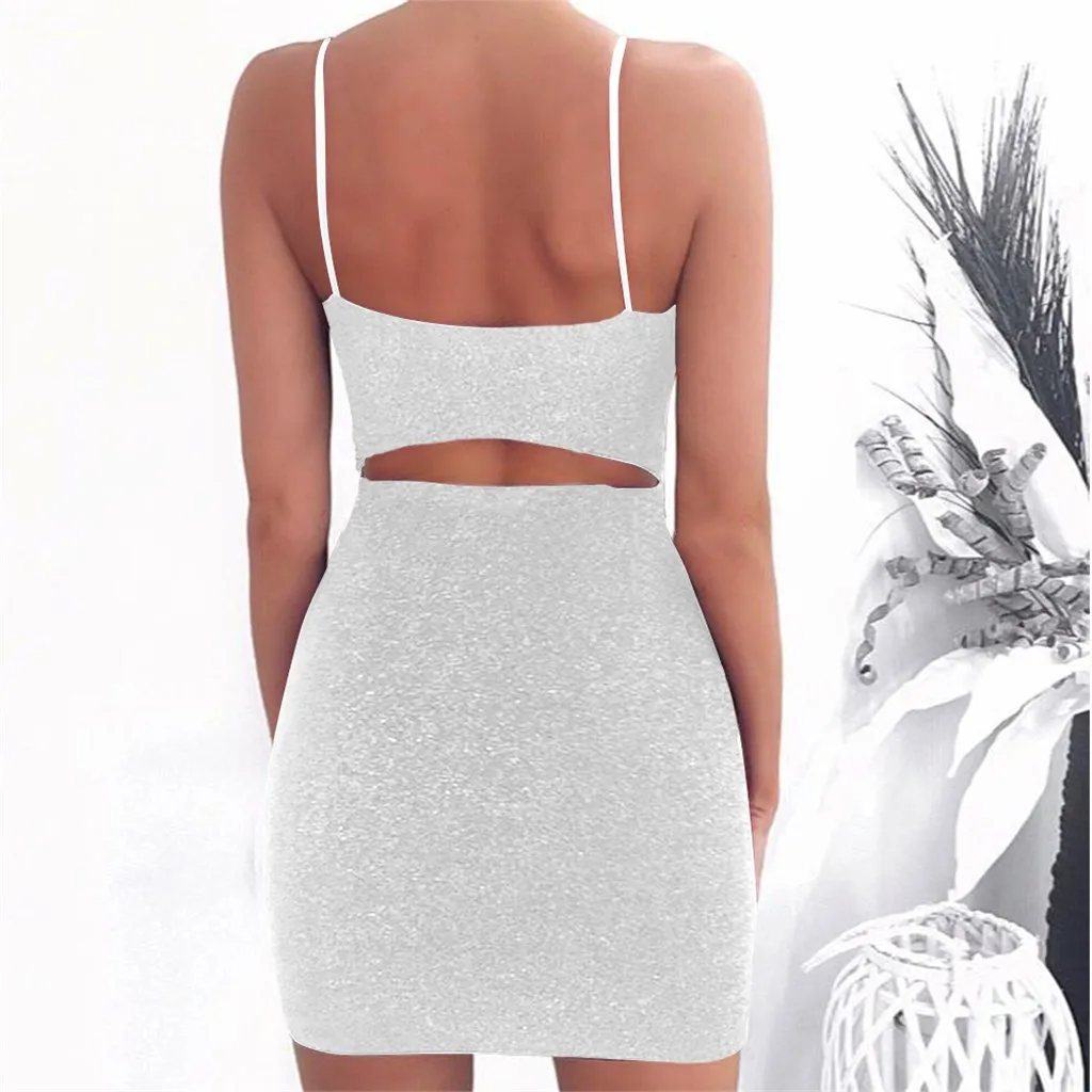 Летнее платье Винтаж Для женщин Спагетти ремень вечерние пикантные Bodycon спинки