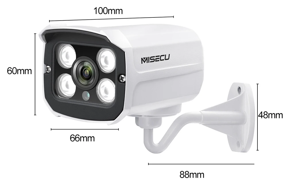 MISECU H.265 аудио Камера запись звука DC 12 V 48 V POE Водонепроницаемый металла 2.0MP Full HD обнаружения движения RTSP FTP ONVIF прибор ночного видения