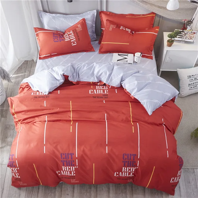 Valanorean Design Summer Bedding Sets A B Side Warm Color Orange Valanorean Design Summer Bedding Sets A B Side Warm Color Orange Letter Flat Sheet Duvet Cover Pillowcase King Queen Twin Full
