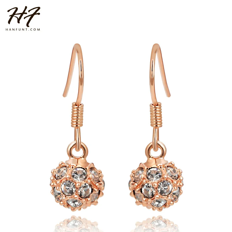 Buy Crystal Ball Drop Earrings Rose Gold Color Earring