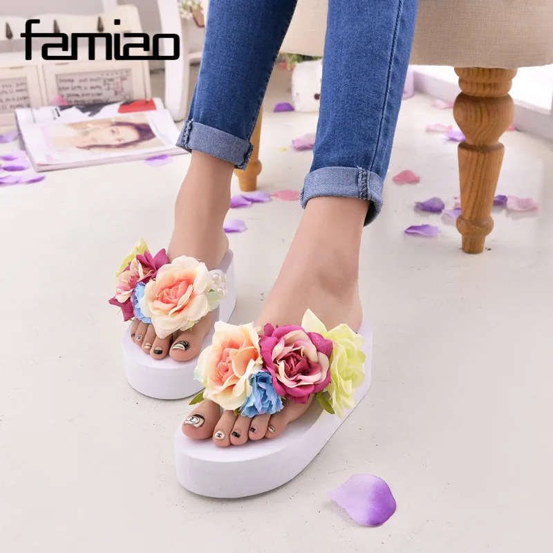 

New Women Sandals Fashion Flower Summer Sandals Wedges Flip Flops Platform Slippers Shoes slippers zapatillas chinelo sandalia