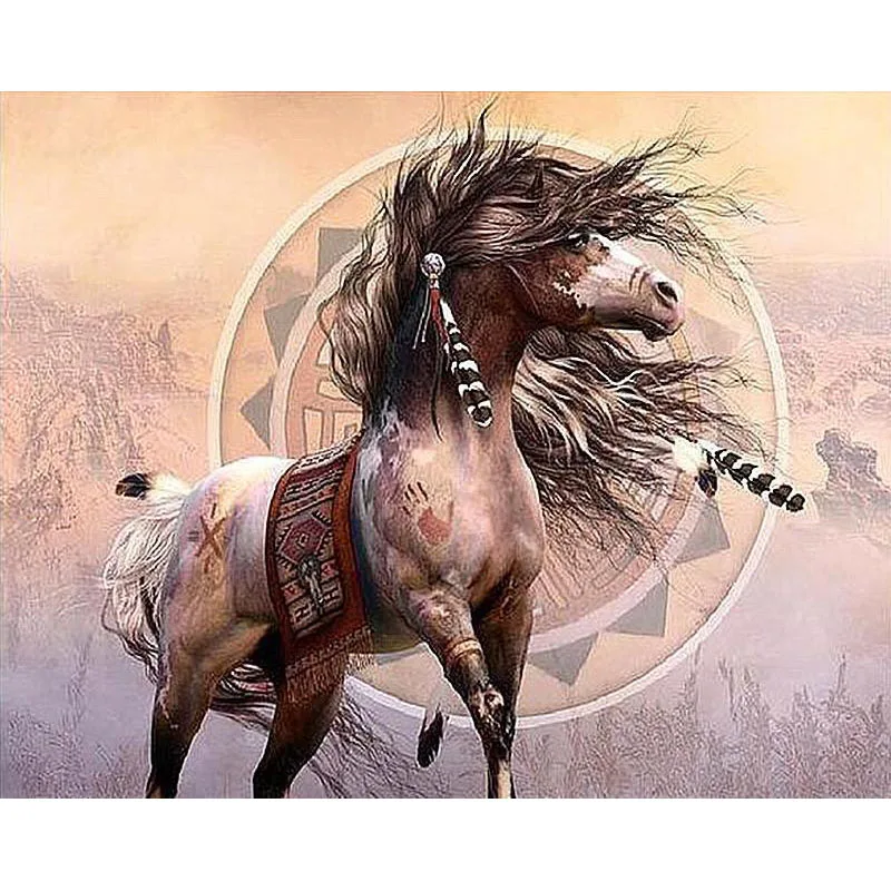 

Full Diamond Embroidery 5D DIY Diamond Painting "Indigenous Horse" Cross Stitch Picutre Of Mosaic Craft Home Decoration GT