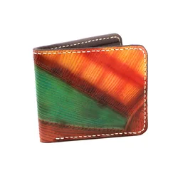 Hecho a mano de Cuero de Vaca Corta Amantes Carteras Monederos Hombres Color Iridiscente Embrague Vegetal Curtido Billetera de Cuero Titular de la Tarjeta Hecho a mano de Cuero de Vaca Corta Amantes Carteras Monederos Hombres Color Iridiscente Embrague Vegetal Curtido Billetera de Cuero Titular de la Tarjeta