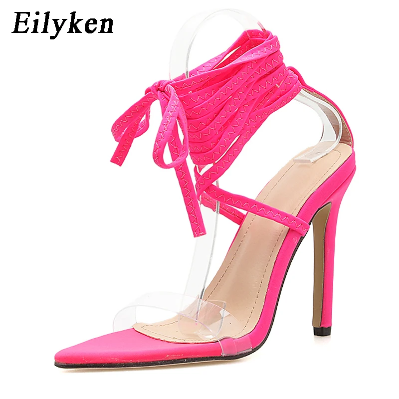 Eilyken/2021 г. Новые Модные флуоресцентные сандалии женские из ПВХ с ремешком на