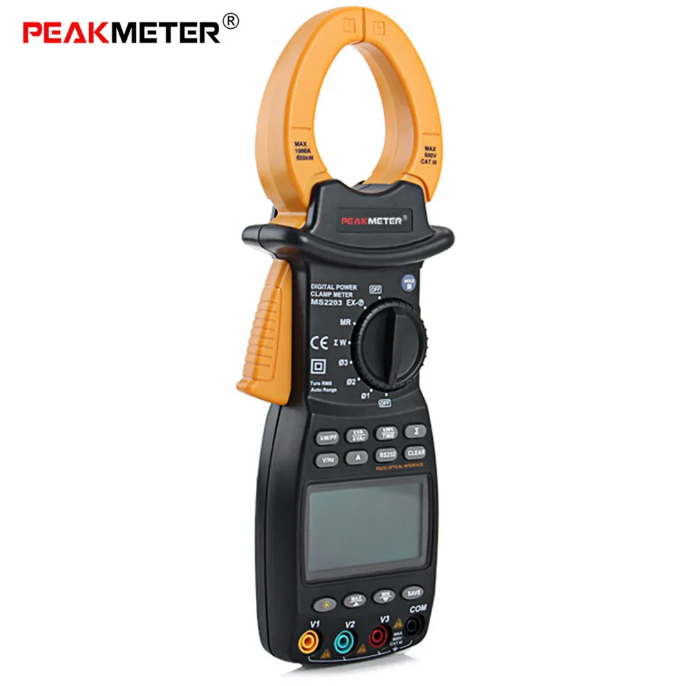 Peakmeter Ms2203 3phase Digital Clamp Meter Power Factor Correction Multimeter For Ac Voltage