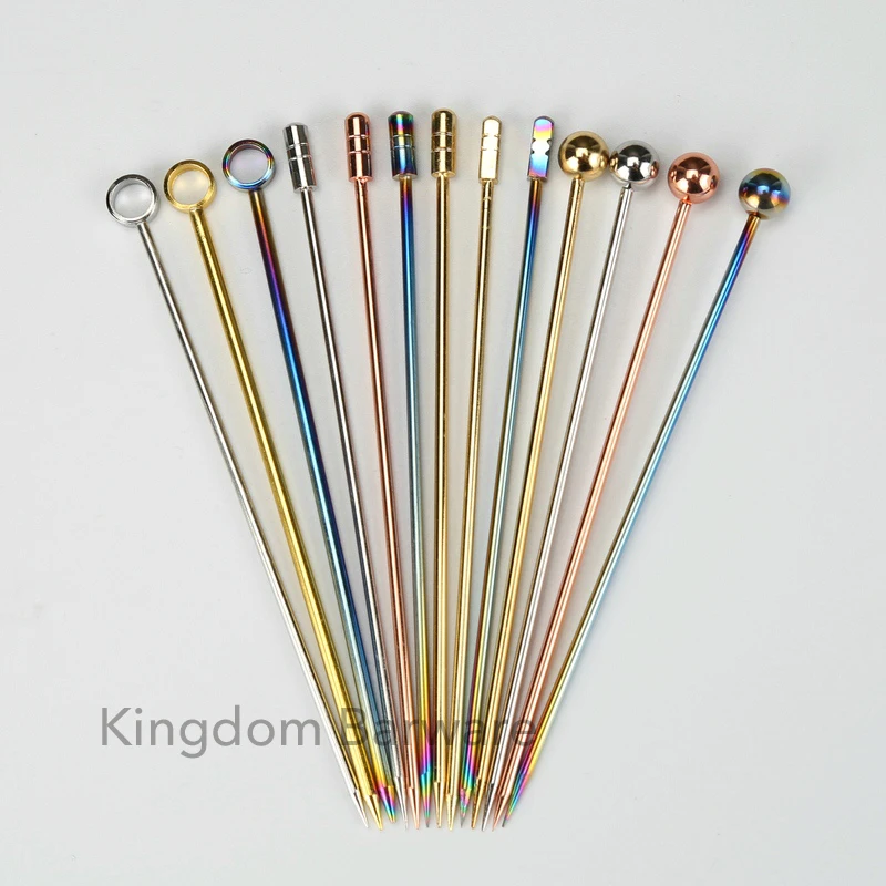 

Free Shipping 8PCS Stainless Steel Colorful Cocktail Picks Cocktail Pin For Cocktail Drink Sticks Buffet Cupcake Decorations