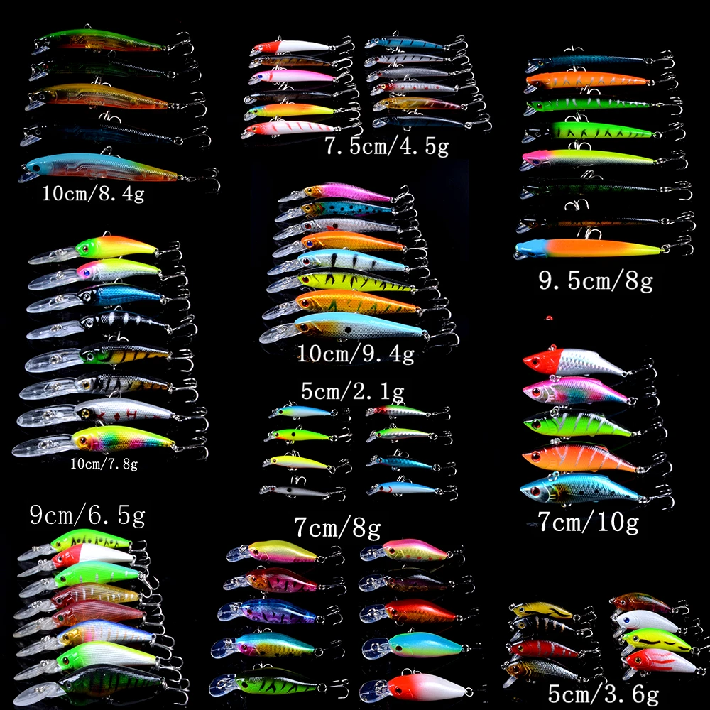 

2018 New 80pcs/lot Lifelike Fishing Lure Mixed 10 Models Hard Baits of 80 Colors Carp Fishing Lure Wobblers Fishing Tackle pesca