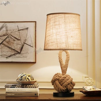 

American rope vintage industrial table lamps for living room Led Bed lamp bedside light table light Tafellamp lamps bedroom
