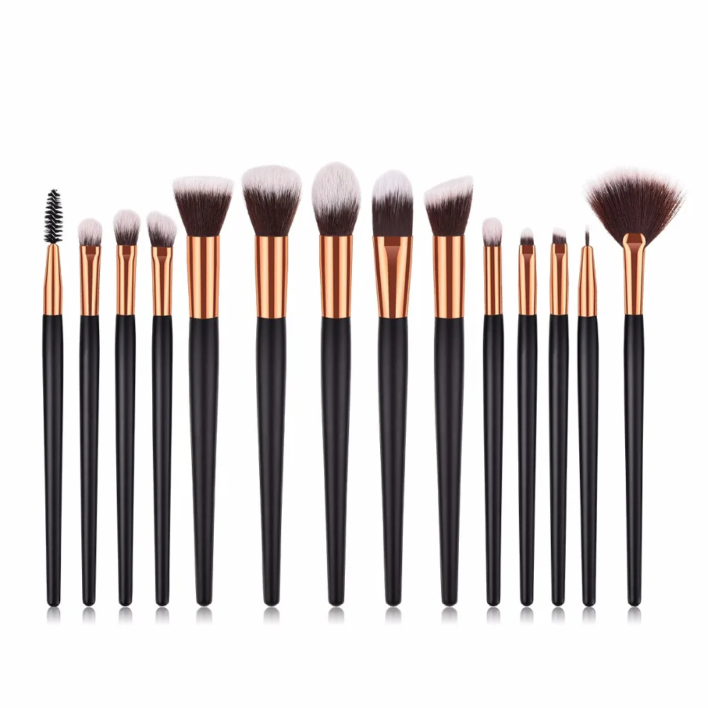 14 PIECE Black Makeup Brushes Set Face Foundation Powder Blush Contour Eye Shadow Lipstick Cosmetic Beauty Make-up Brush Kit (2)