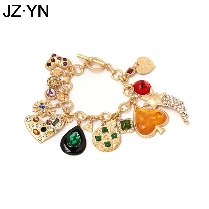 

JZYN Bohemian Crystal heart statement Rhinestone Bracelets & Bangles For Women 2019 new arrival vintage za bracelets wholessale