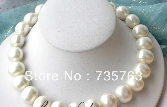 

HOT 00706 big 17" 19mm rice white south sea shell pearl necklace