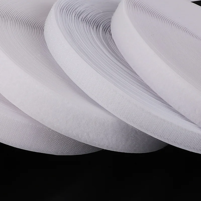 

High Quality 2 Meters/lot 16mm/20mm/25mm/30mm/40mm width White Color Hook and Loop Tape / Roll - Sew On Tape (Not Adhesive)