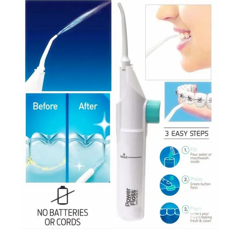

Drop Shipping Portable Flosser Oral Irrigators Power Floss Dental Cleaning Water Jet Cord Tooth Pick Braces No Batteries